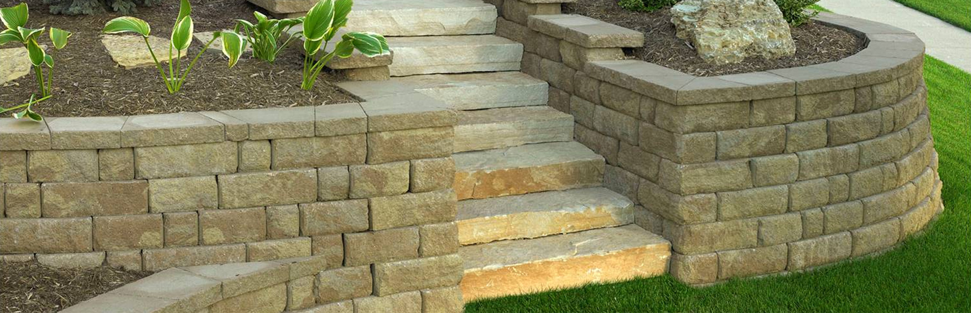 concrete stone walls and steps